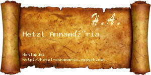 Hetzl Annamária névjegykártya